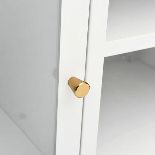 ТВ шкаф, бял, 105x35x52 см, стомана и стъкло