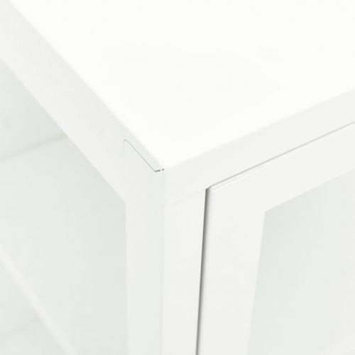 Бюфет, бял, 70x35x70 см, стомана и стъкло