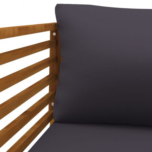 Градински стол с тъмносиви възглавници, акация масив