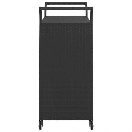 Бар количка с чекмедже, черна, 100x45x97 см, полиратан