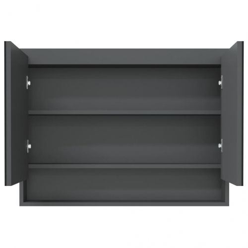 Шкаф с огледало за баня, 80x15x60 см, МДФ, сиво