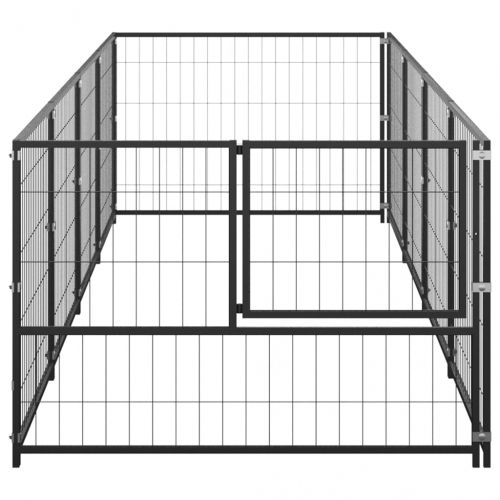 Клетка за кучета, черна, 4 м², стомана