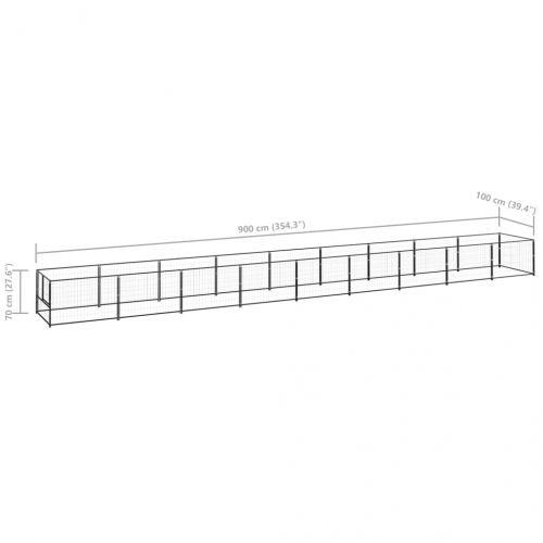 Клетка за кучета, черна, 9 м², стомана