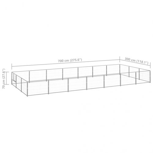 Клетка за кучета, сива, 21 м², стомана