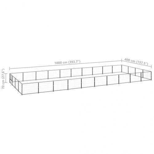 Клетка за кучета, черна, 40 м², стомана