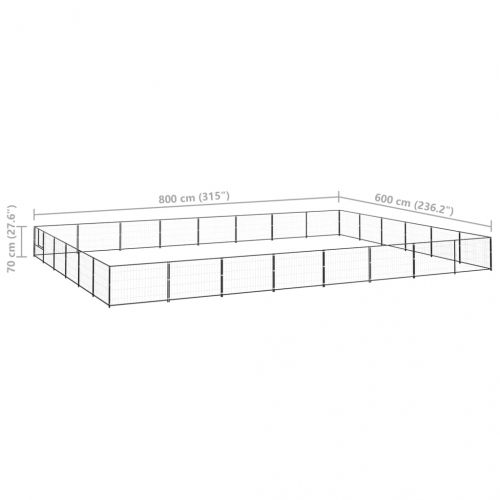 Клетка за кучета, черна, 48 м², стомана
