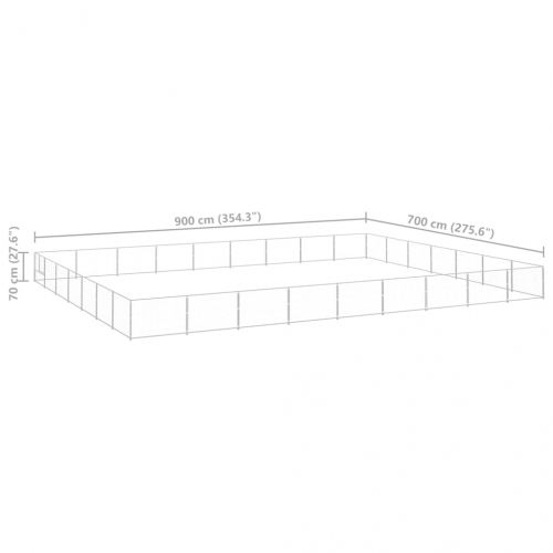 Клетка за кучета, сива, 63 м², стомана