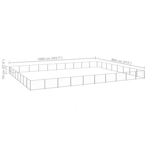 Клетка за кучета, сива, 80 м², стомана