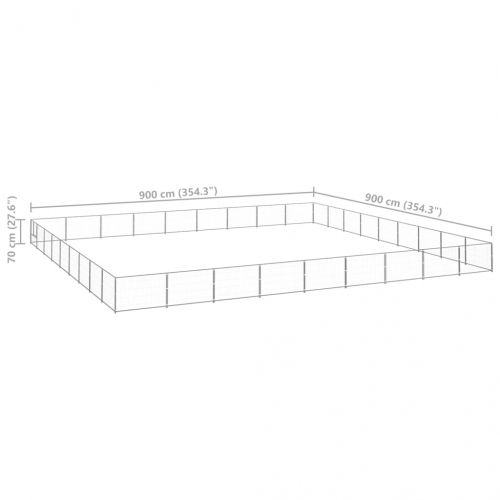 Клетка за кучета, сива, 81 м², стомана