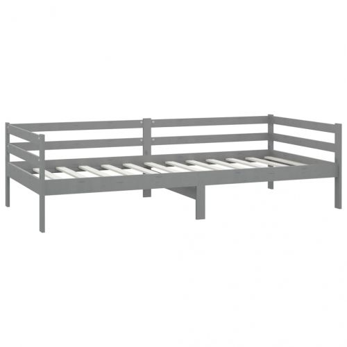 Дневно легло с матрак, 90x200 см, сиво, борово дърво масив