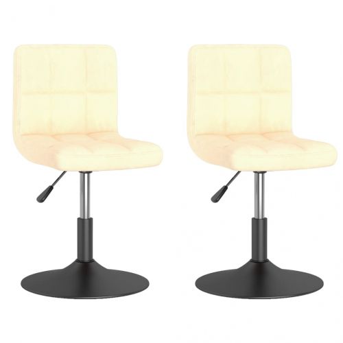 Въртящи трапезни столове, 2 бр, кремави, кадифе