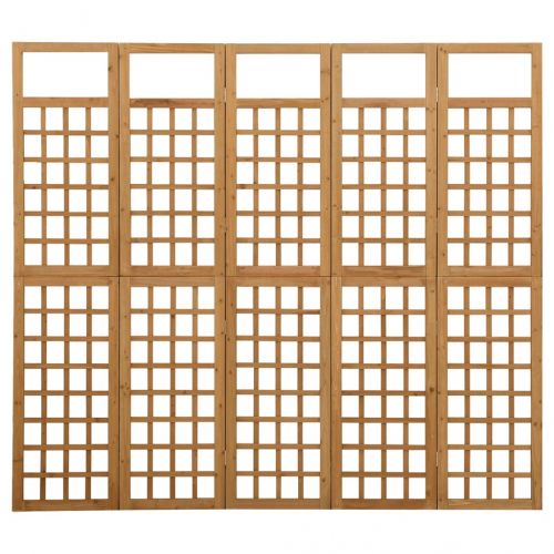 Параван за стая, 5 панела, масивна ела, 201,5x180 см