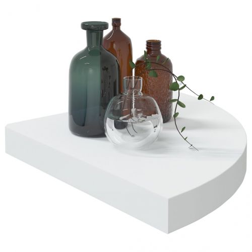 Стенен ъглов рафт, дъб и бяло, 35x35x3,8 см, МДФ