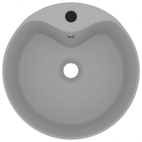 Луксозна мивка с преливник светлосив мат 36x13 см керамика