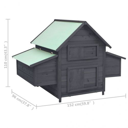 Птичарник, сиво и бяло, 150x96x110 см, масивен чам