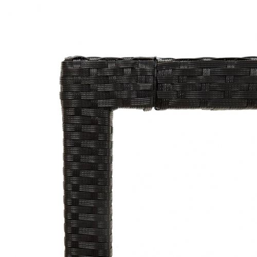 Градинска маса 150x90x75 см закалено стъкло и полиратан черна