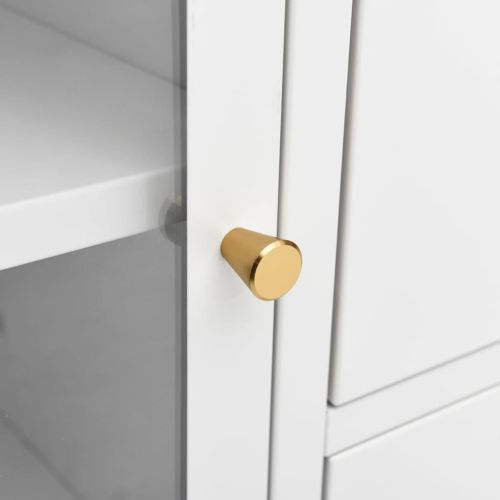 Бюфет, бял, 105x35x70 см, стомана и закалено стъкло