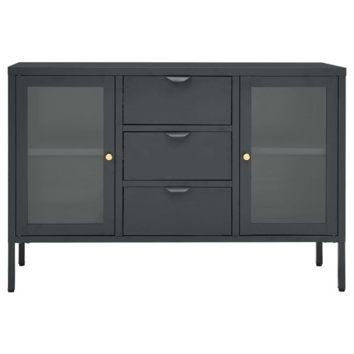 Бюфет, антрацит, 105x35x70 см, стомана и закалено стъкло