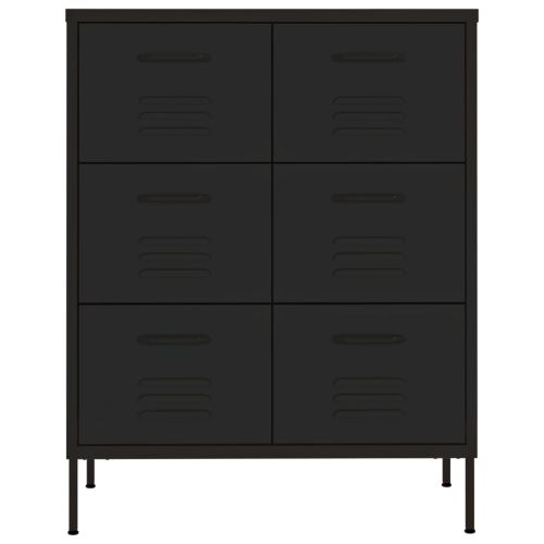 Шкаф с чекмеджета, черен, 80х35х101,5 см, стомана
