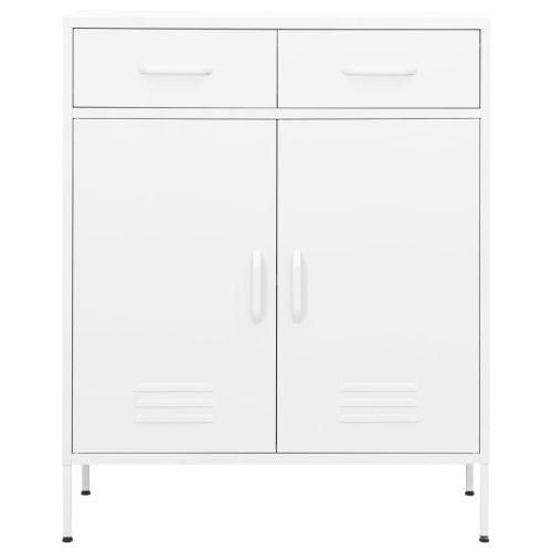 Шкаф за съхранение, бял, 80х35х101,5 см, стомана