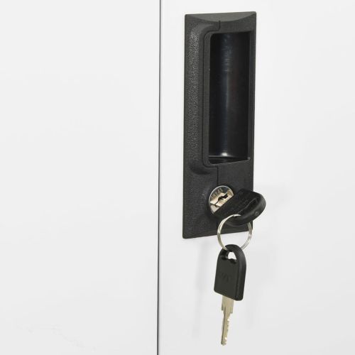 Офис шкаф, бял, 90x40x180 см, стомана и закалено стъкло