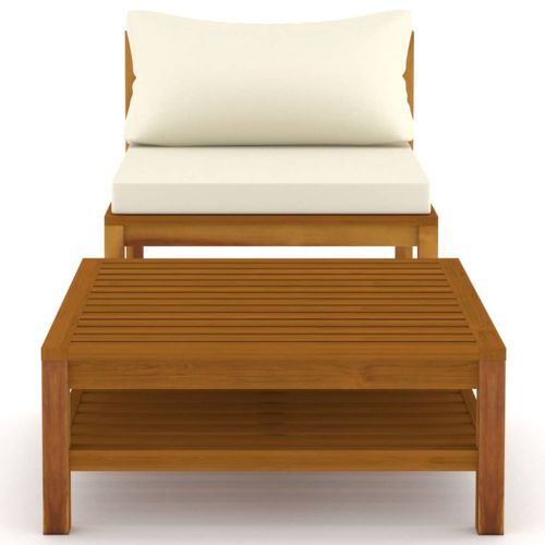 Комплект диван 2 части с кремавобели възглавници акация масив