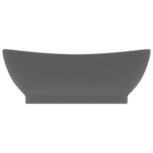 Мивка с преливник лукс овал тъмносив мат 58,5x39 см керамика