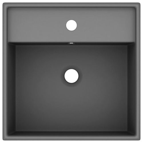 Мивка с преливник лукс квадрат тъмносив мат 41x41 см керамика