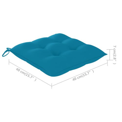 Градински столове със светлосини възглавници 2 бр тик масив