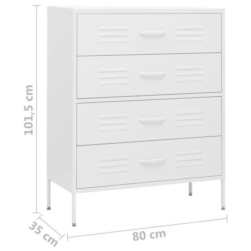 Шкаф с чекмеджета, бял, 80х35х101,5 см, стомана