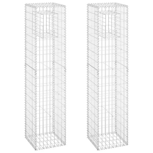 Габионна кошница стълб, 2 бр, 40x40x180 cм, желязо