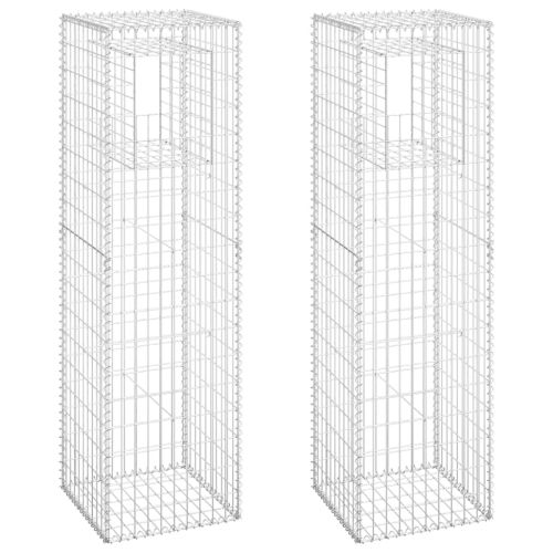 Габионна кошница стълб, 2 бр, 50x50x180 cм, желязо