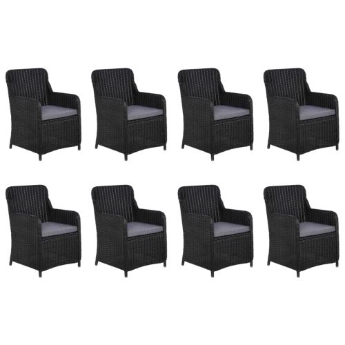 Градински трапезен комплект, 11 части, полиратан, черен