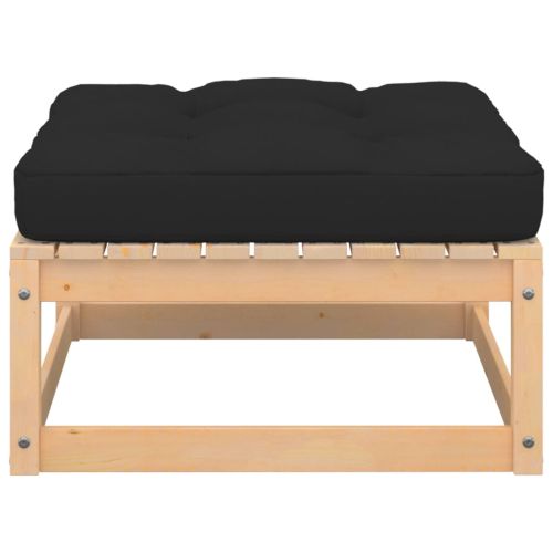 Градински лаундж комплект, 4 части, с възглавници, масив бор