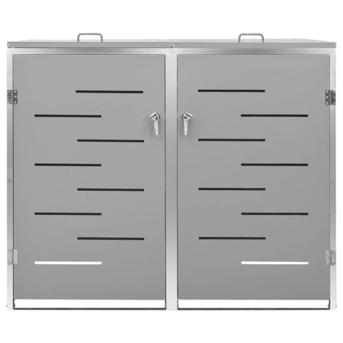 Двоен навес за кофа за смет 138x77,5x112,5 см инокс