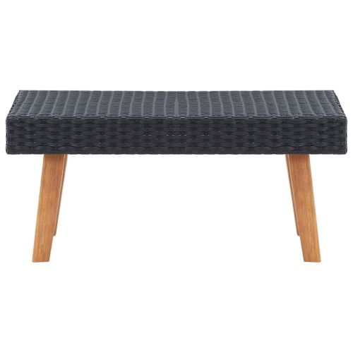 Градински комплект с възглавници, 4 части, черен полиратан