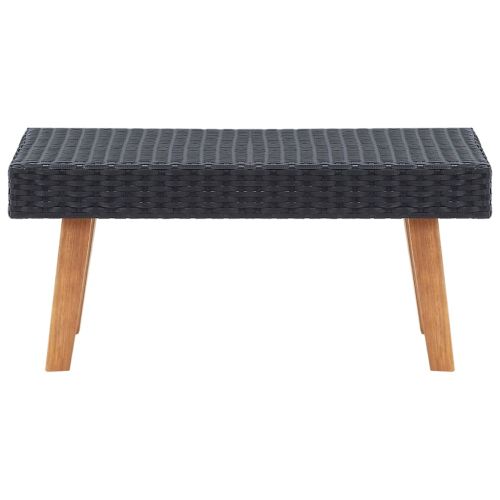 Градински комплект с възглавници, 2 части, черен полиратан