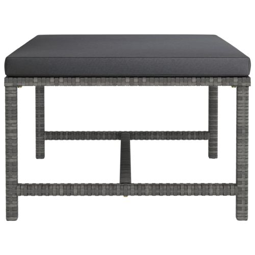 Градински комплект с възглавници, 9 части, полиратан, сив