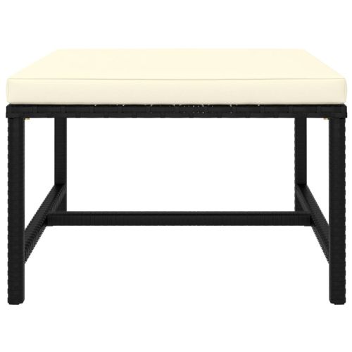 Градински комплект с възглавници, 5 части, черен полиратан