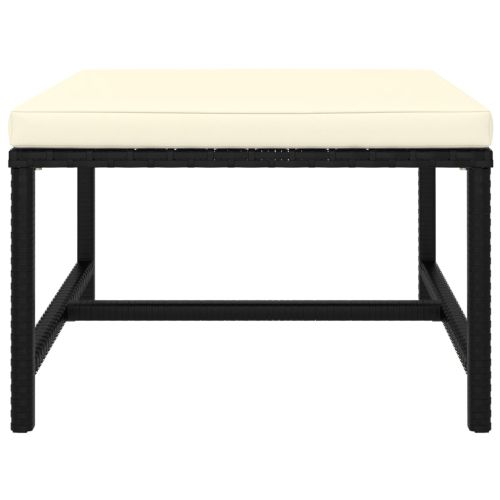 Градински комплект с възглавници, 9 части, черен полиратан