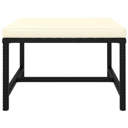 Градински комплект с възглавници, 11 части, черен полиратан