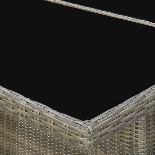 Градински трапезен комплект възглавници 9 части полиратан кафяв