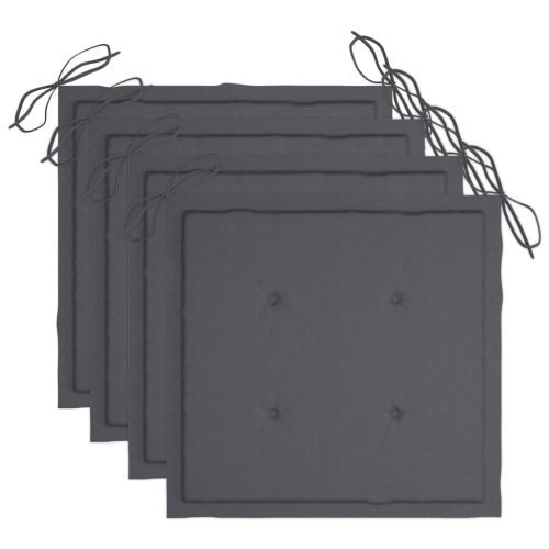 Градински столове с възглавници, 4 бр, сиви, акация масив