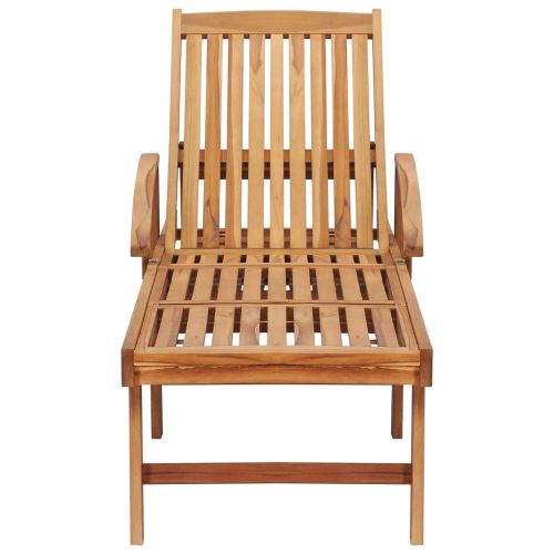 Шезлонг с масичка и шалте, тиково дърво масив