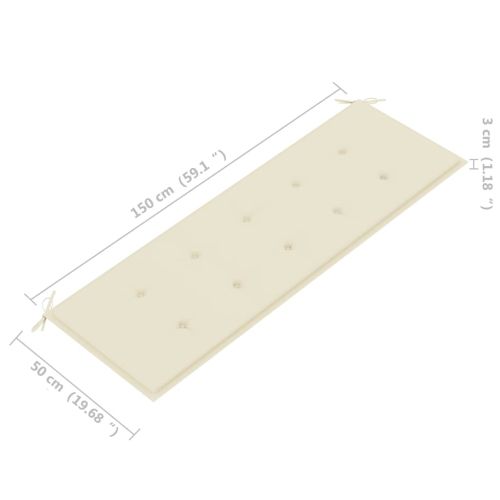 Стифираща градинска пейка с възглавница, 159 см, тик масив