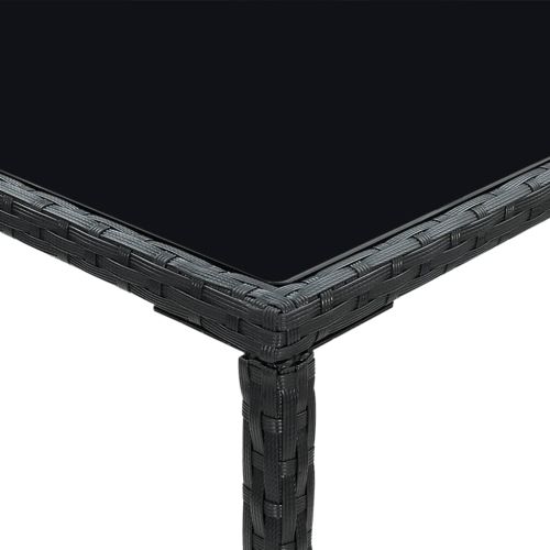 Градински бар комплект с възглавници, 3 части, черен полиратан