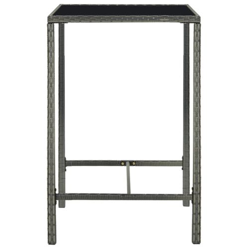 Градински бар комплект с възглавници, 3 части, полиратан, сив