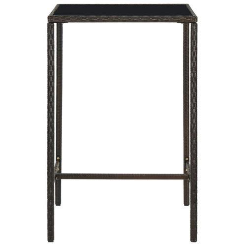 Градински бар комплект с възглавници, 5 части, кафяв полиратан