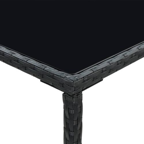 Градински бар комплект с възглавници, 5 части, черен полиратан