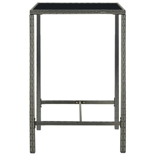 Градински бар комплект с възглавници, 5 части, полиратан, сив